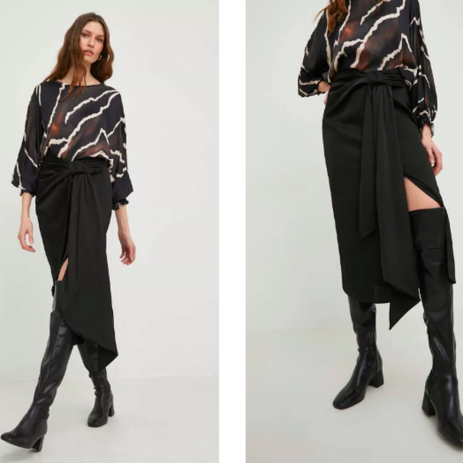 Answear Lab fustă culoarea negru, midi