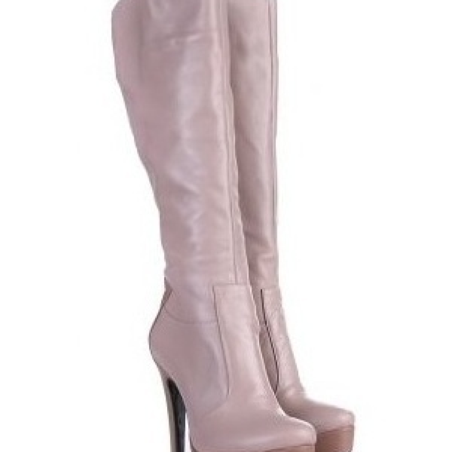 Cizme piele bicolore Bej Nude Capucino