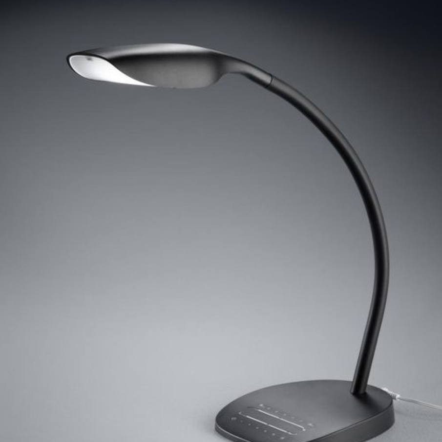Lampa de birou Trio Swan cu un design modern și minimalist, are o durată de viață de 20.000 de ore și dispune de variator cu senzor