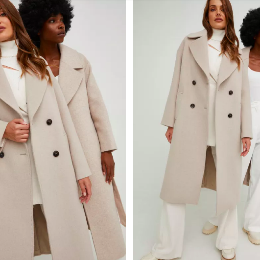 Answear Lab palton de lână culoarea bej, de tranziție, oversize