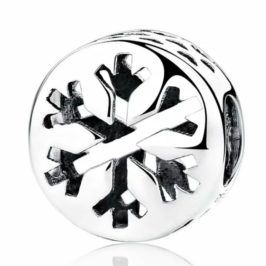  Talisman din argint patinat cu Fulgi Mari de Nea