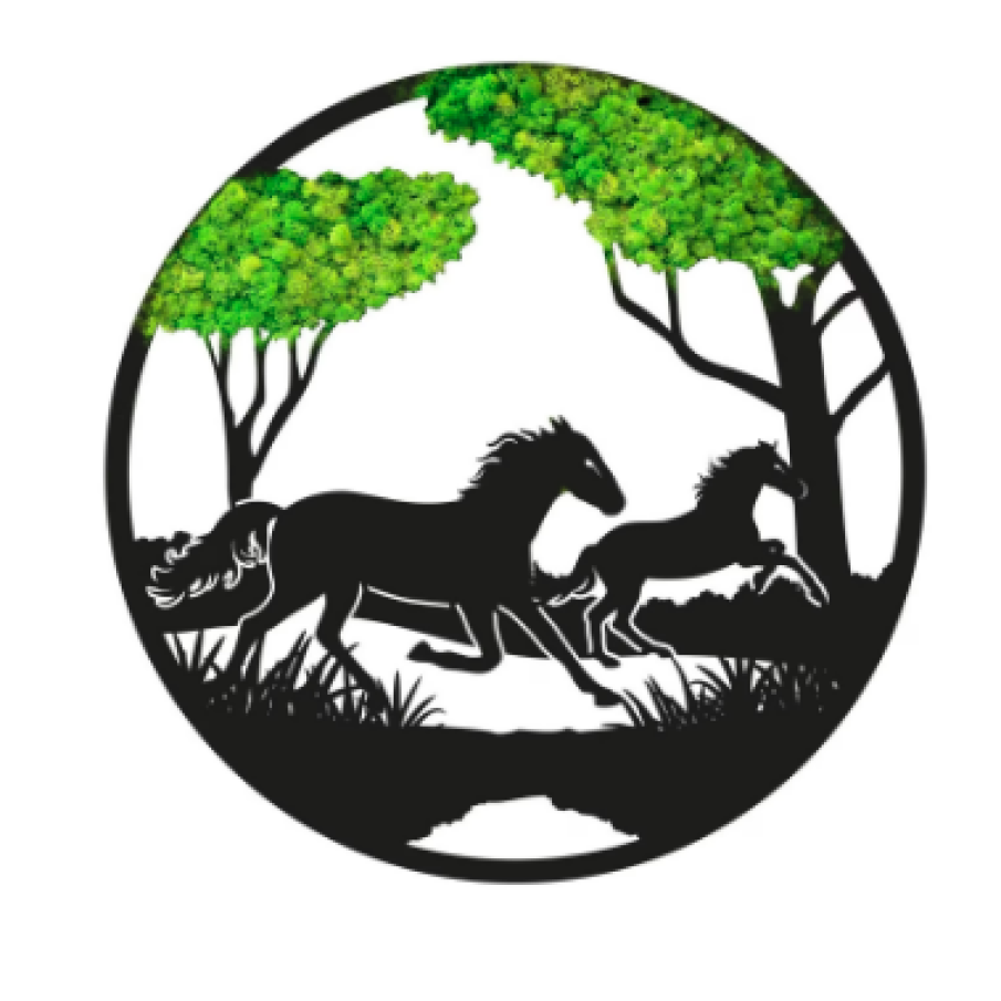 Decorațiune metalică cu muchi, PI-Shape, Oțel, 50 cm, Negru/Verde