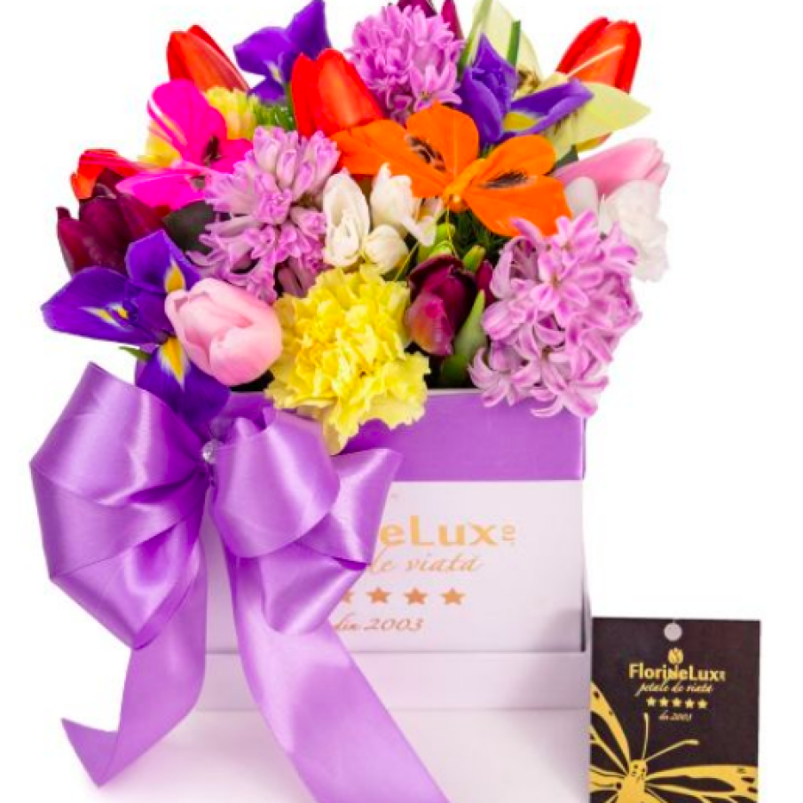 Cutie colorată flori multicolore