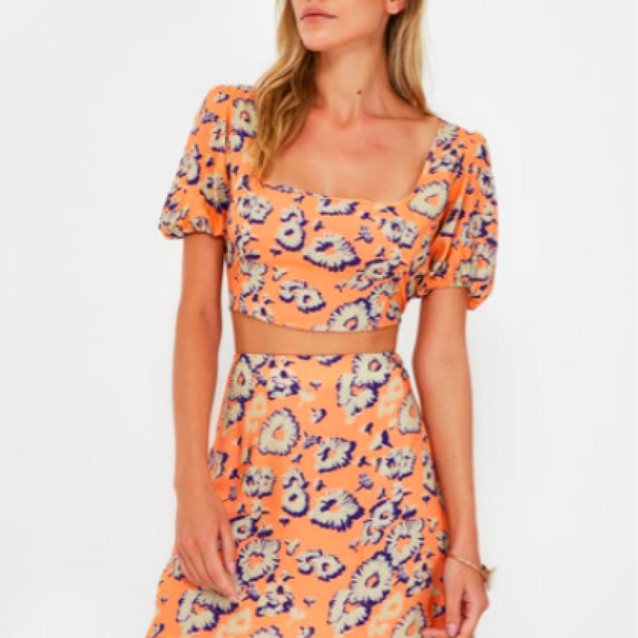 Trendyol Set de bluză crop și fustă cu croiala în A