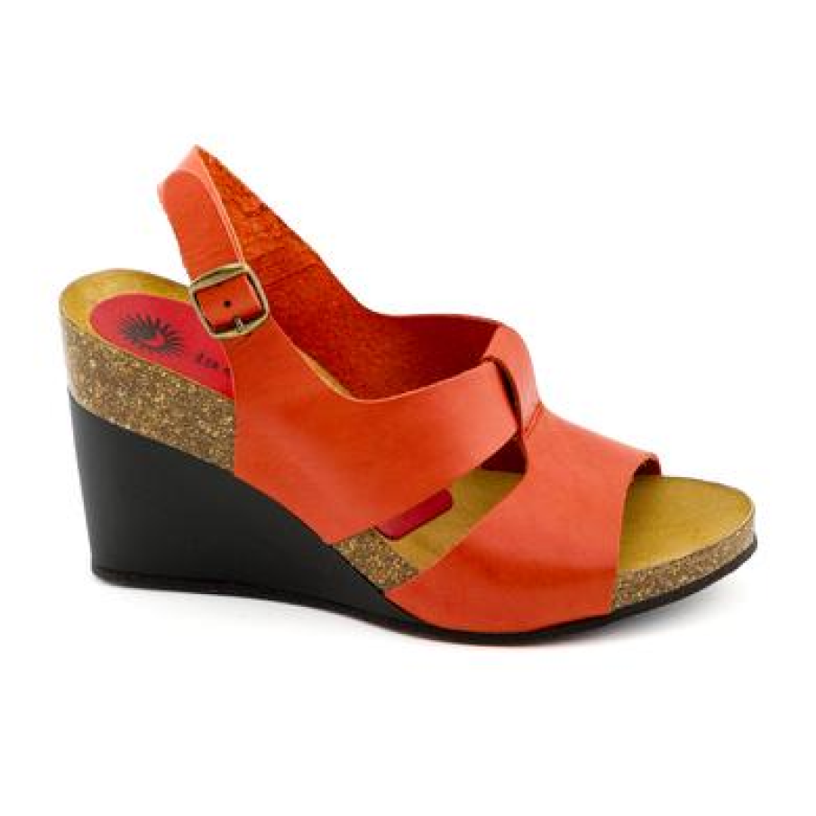 Sandale La Compania Natural rosii, din piele naturala