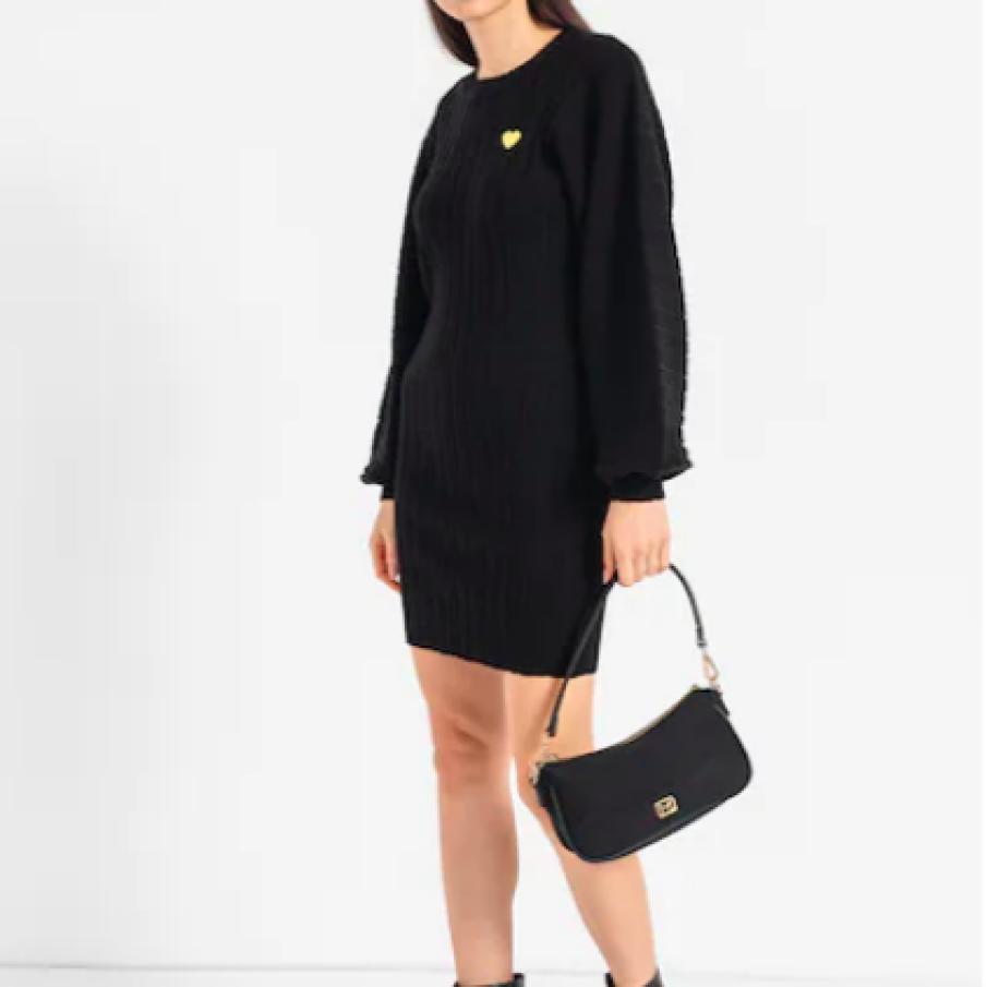 Love Moschino Rochie-pulover din amestec de lână cu mâneci bishop