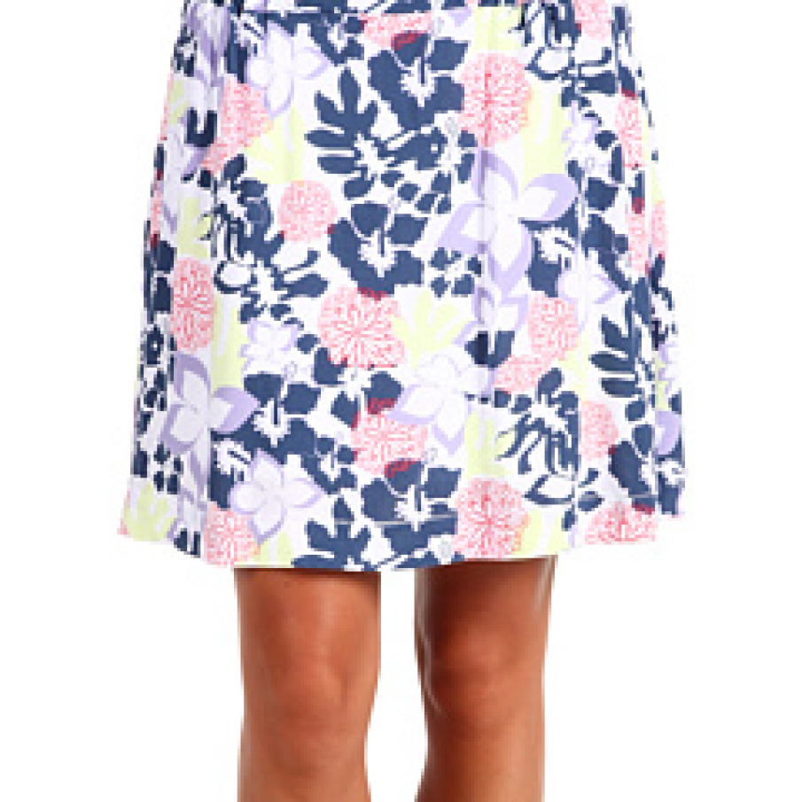 Fusta clos alba cu imprimeu albastru cerneala ca de portelan Carve Designs Breezy Beach Skirt 