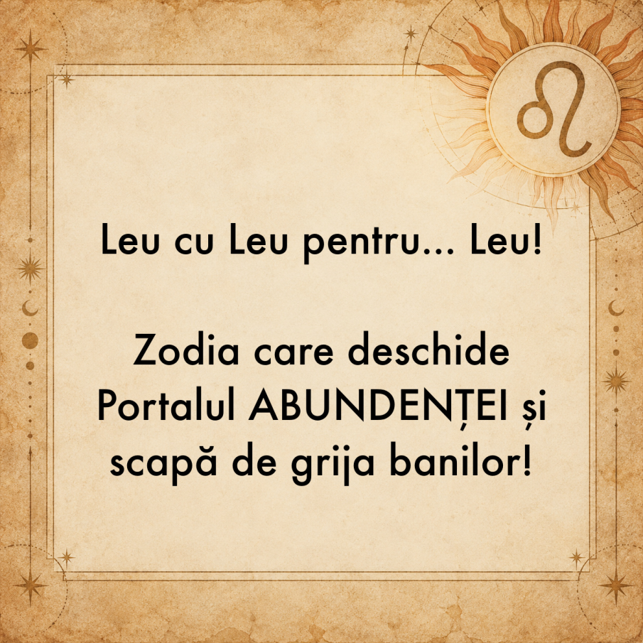Leu cu Leu pentru... Leu! Zodia care deschide Portalul ABUNDENȚEI