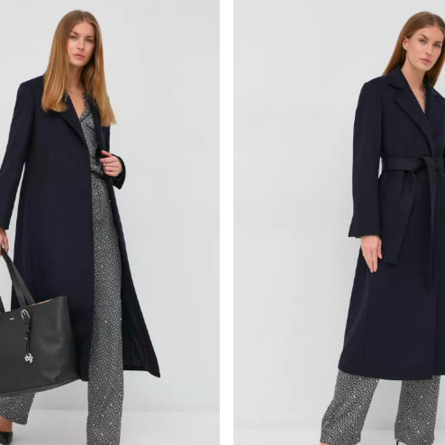 MAX&Co. palton de lână culoarea albastru marin, de tranziție