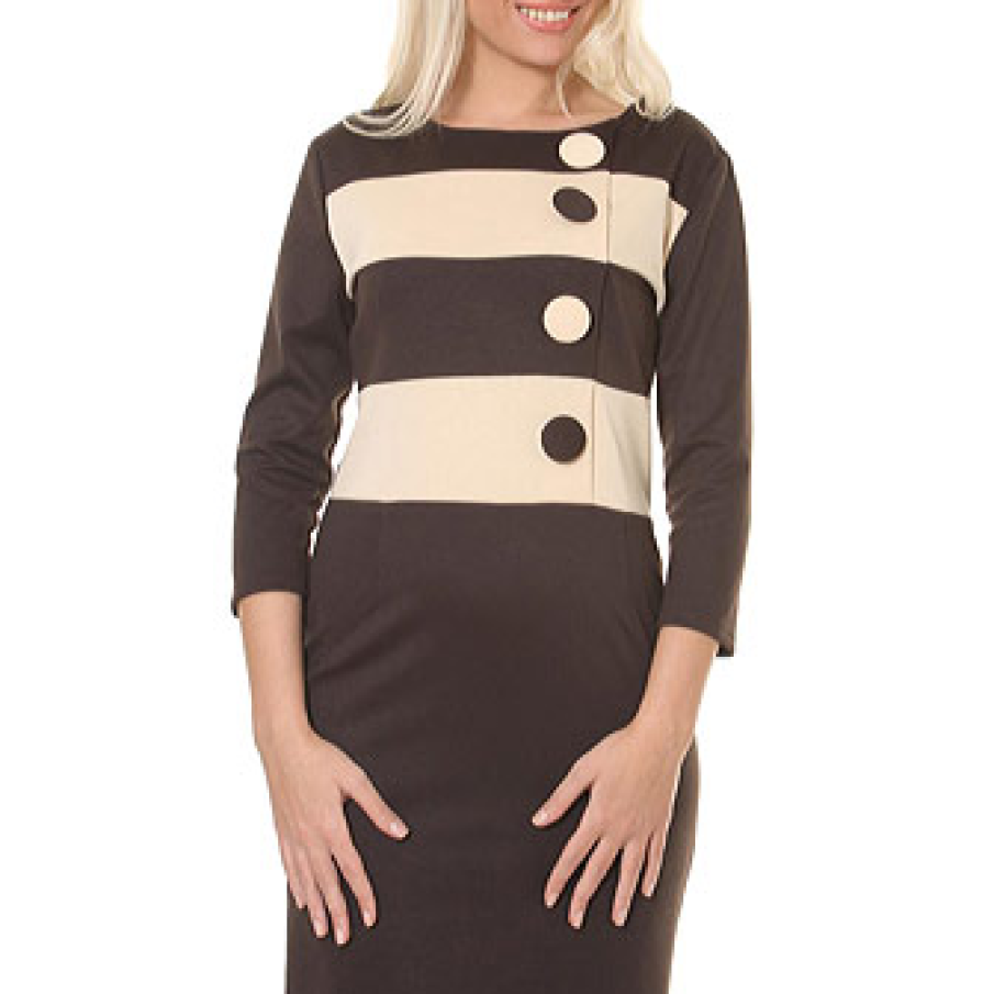 Rochie cu bej si maro Ama Fashion