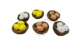 Set 6 cuiburi cu ouă, decorațiune Paște din fire naturale, diametru 5 cm