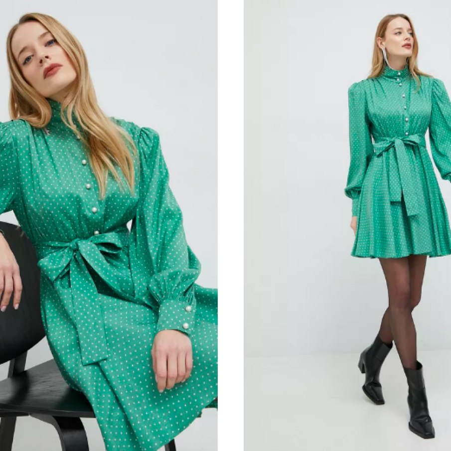 Custommade rochie Linnea culoarea verde