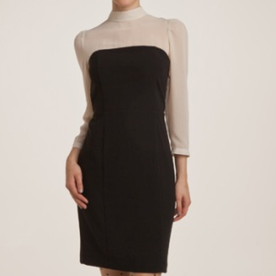 Rochie alb si negru minimal-elegant