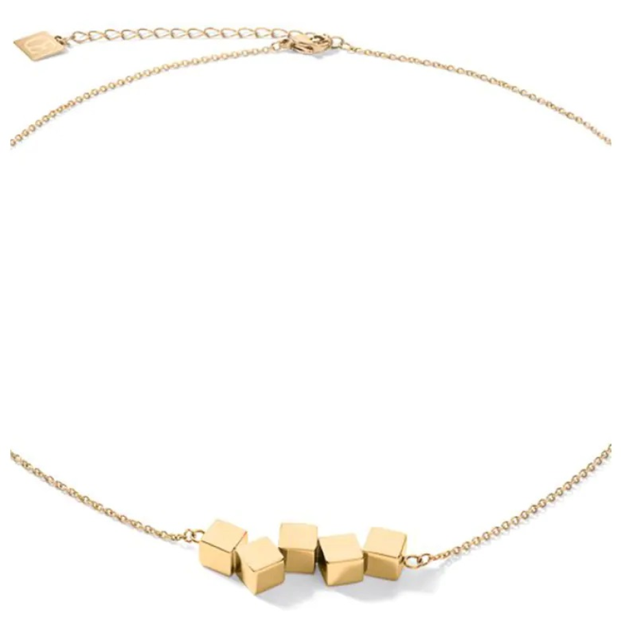 Colier inedit Coeur de Lion, decorat cu 5 pandantive pătrate. Are sistem de închidere tip lobster.