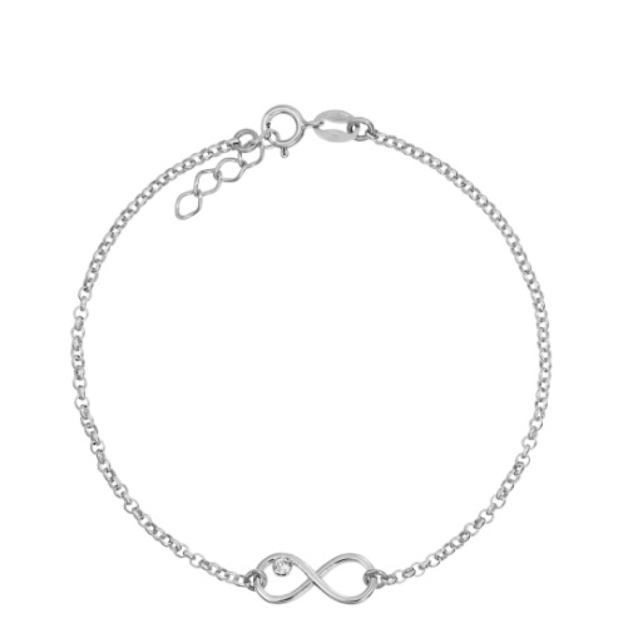 Brățară pentru picior din zale de argint, cu charm de argint și Cristal Swarovski Crystal Clear.