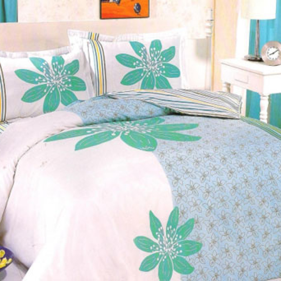 Lenjerie de pat cu model floral turcoaz