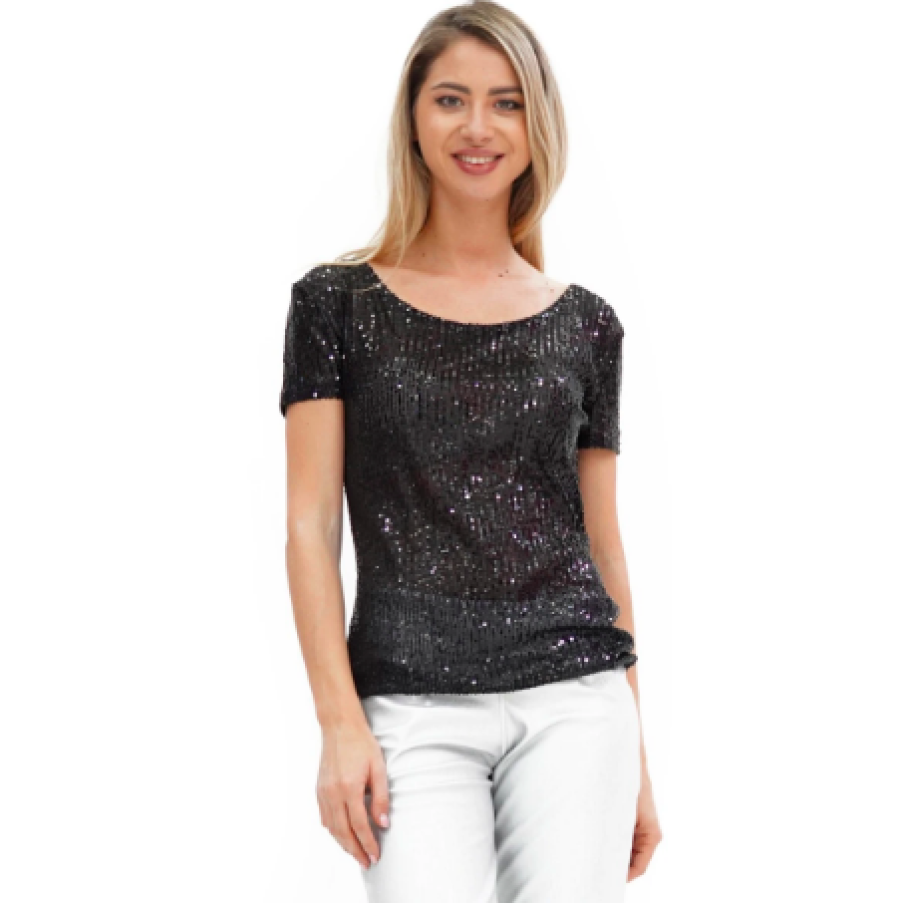 Bluza de damă cu paiete negre, Inga Valerie