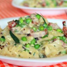 Carbonara cu mazare noua si tarhon