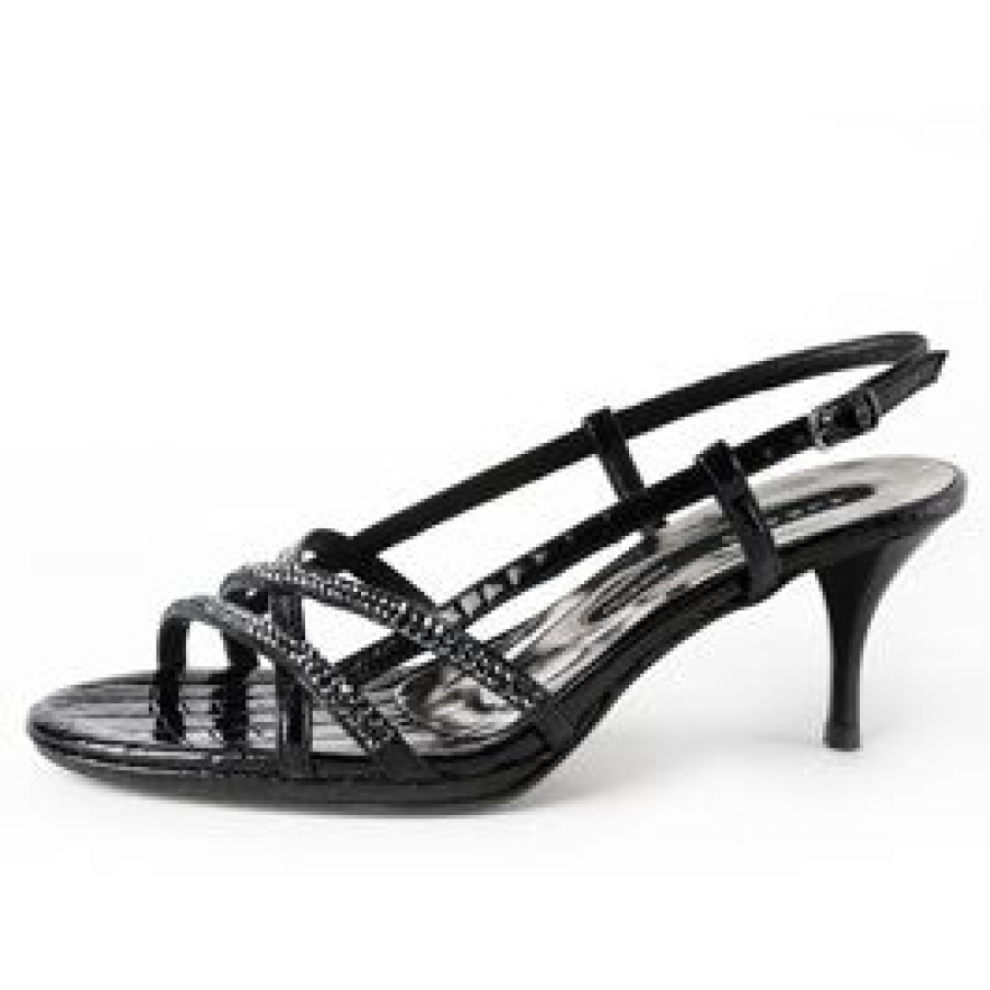 Sandale negru cu toc mediu