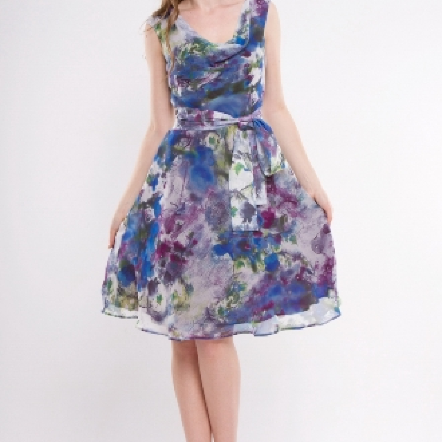 Rochie cu efect de flori pictate