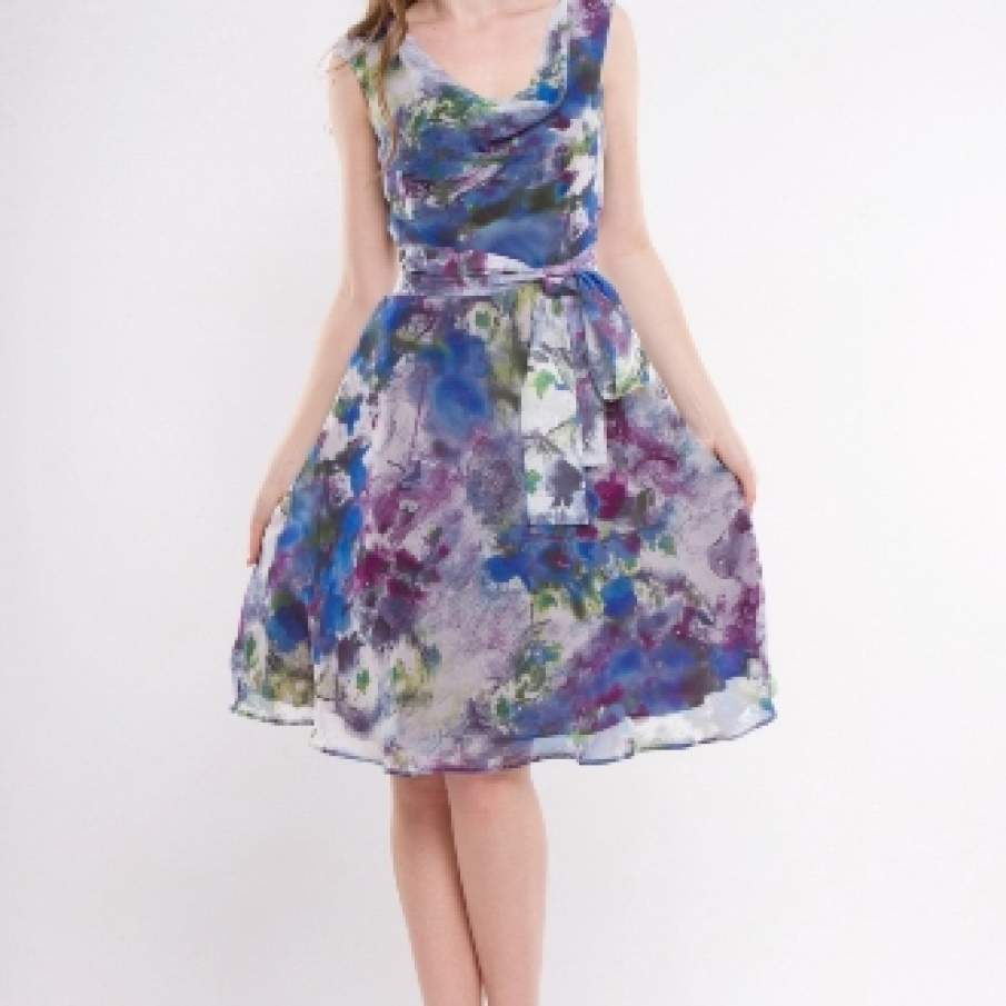 Rochie cu efect de flori pictate