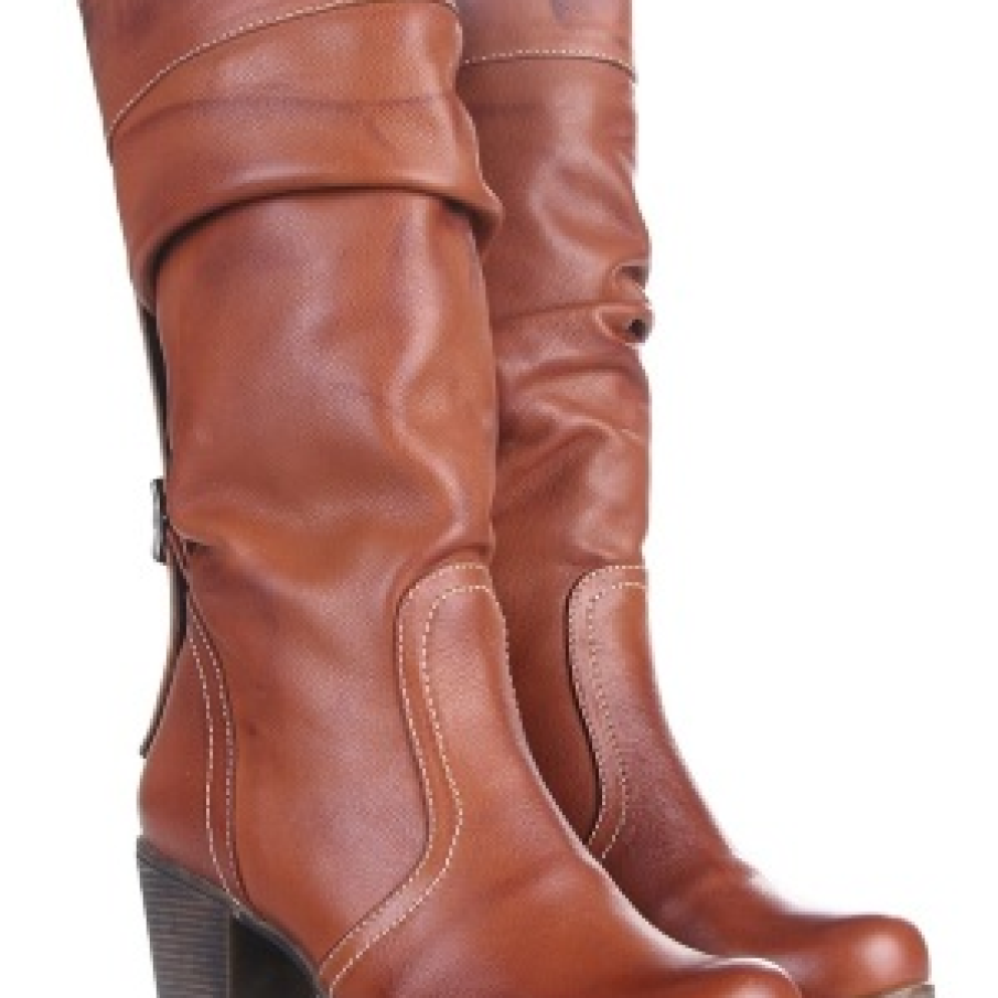 Cizme de piele cognac