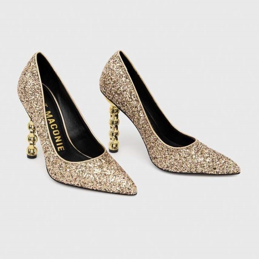 Pantofi Kat Maconie cu toc înalt auriu metalizat și aspect auriu strălucitor