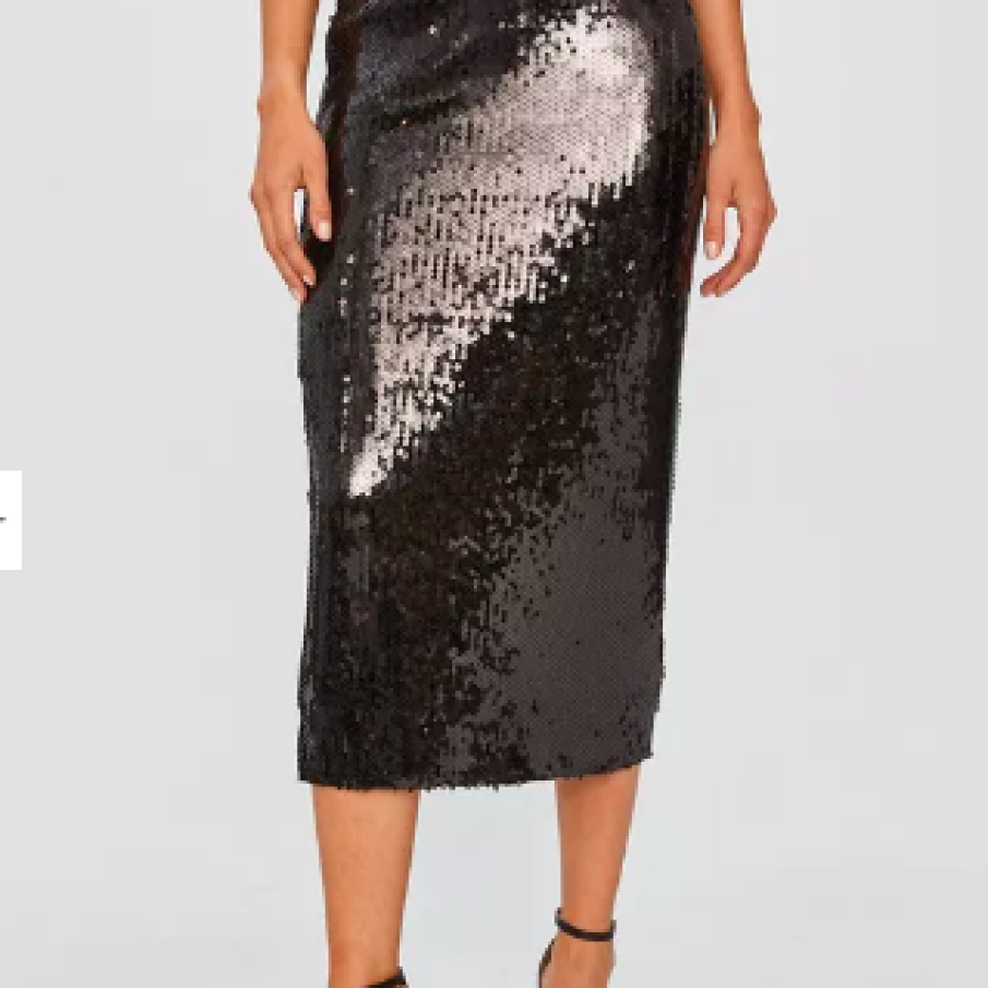 Red Valentino - Fustă midi paiete neagră