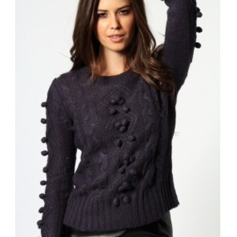 Pulover Cable, culoarea gri 