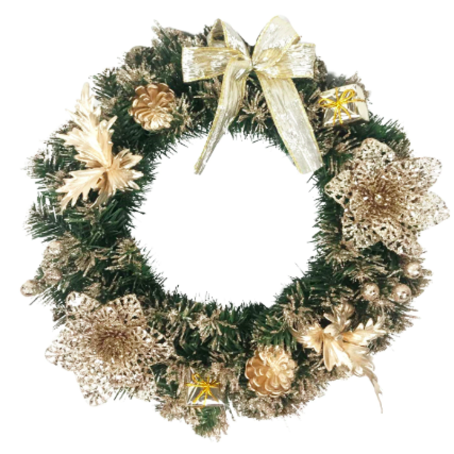 Coroniță artificială de Crăciun , 40 cm , aurie
