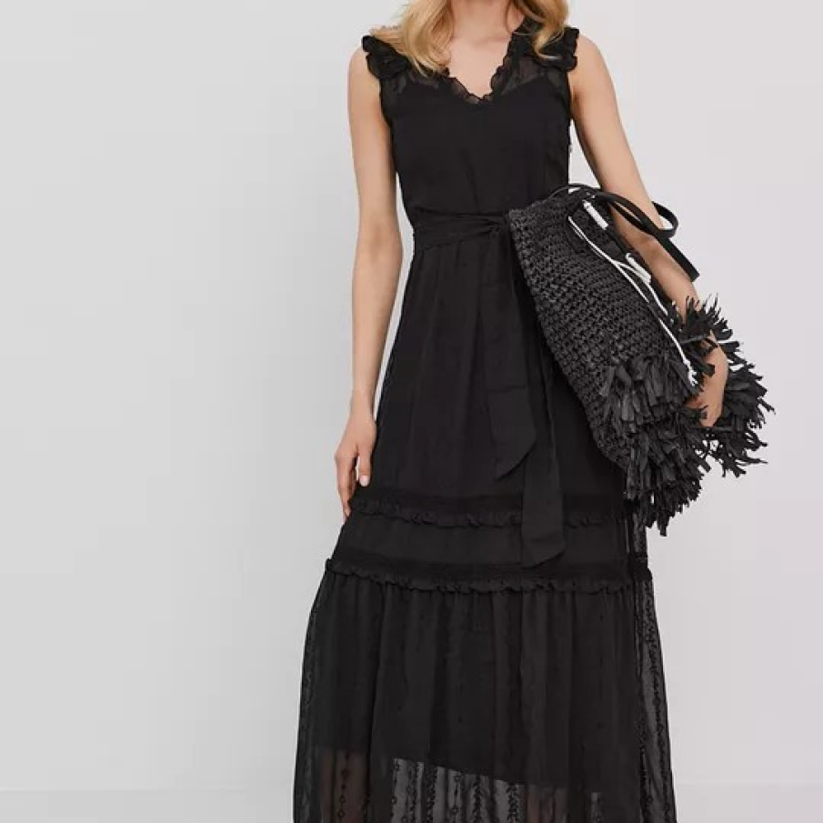 Liu Jo - Rochie maxi dantelă neagră