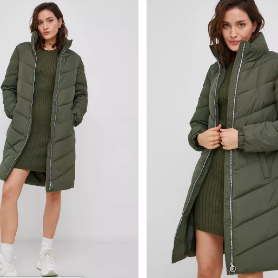 JDY Geacă femei, culoarea verde, de iarnă