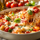 Gnocchi la cuptor cu roșii cherry și mozzarella: cina care aproape se gătește singură
