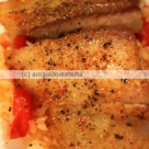 Pangasius fript cu orez si ardei