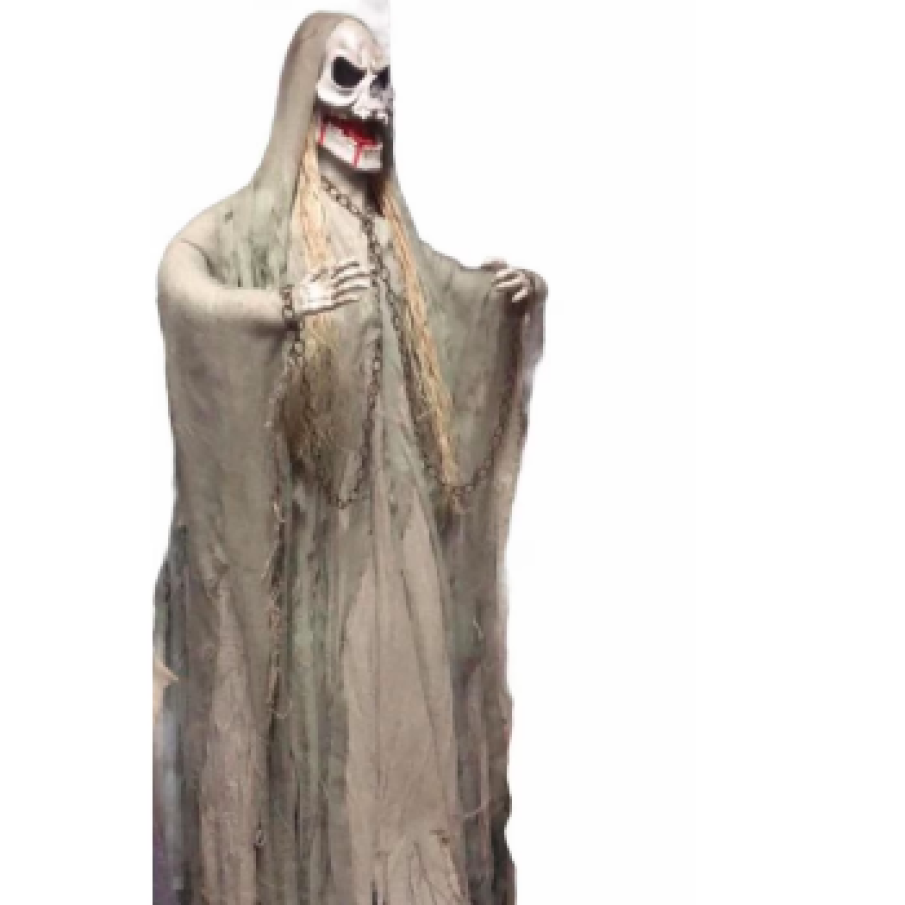 Schelete decorativ scarry pentru Halloween cu sunet, Plastic/Pânză, Atelier, Alb, 165cm