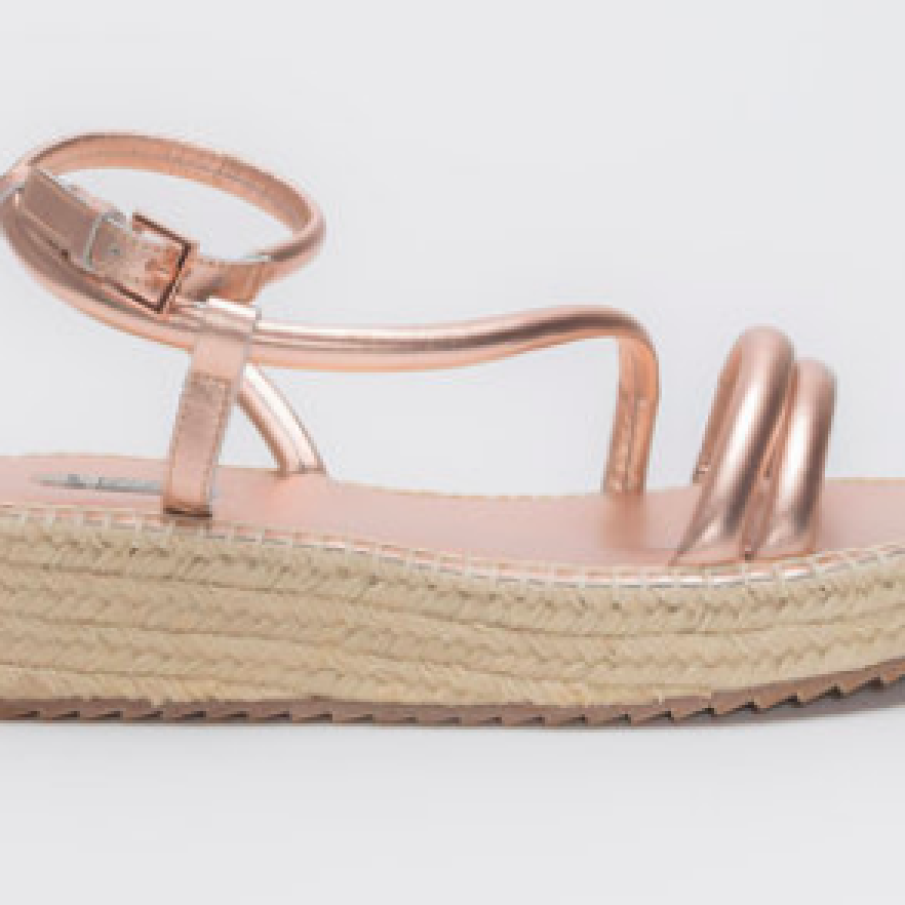 Il Passo Sandale aurii tip espadrile din piele cu talpă wedge Beaulah