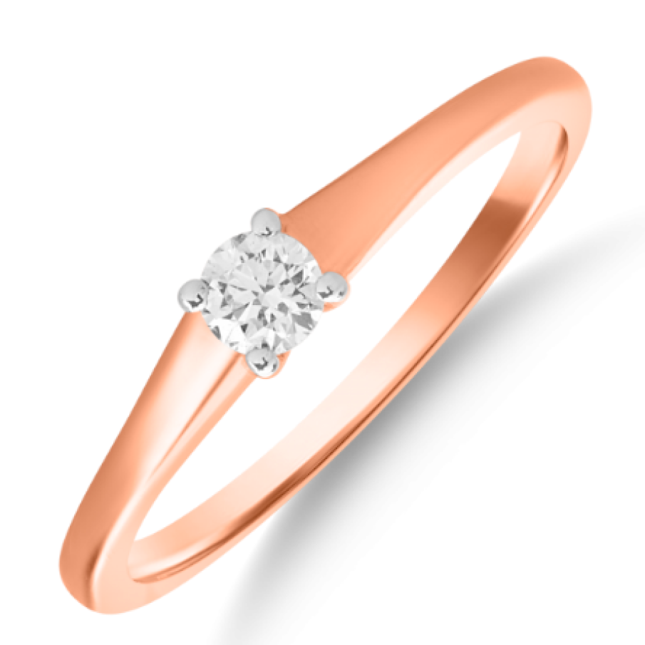 Inel de logodnă din aur roz de 18K cu diamant de 0.2ct. Gramaj: 2.40