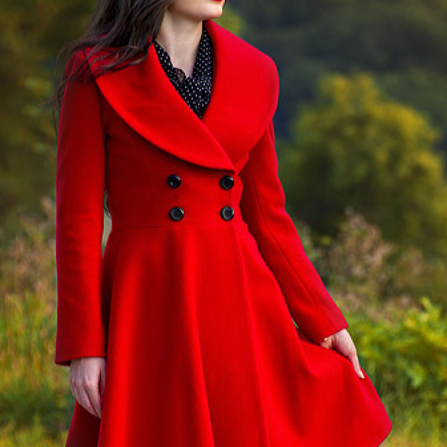 Palton rosu din stofa Paula