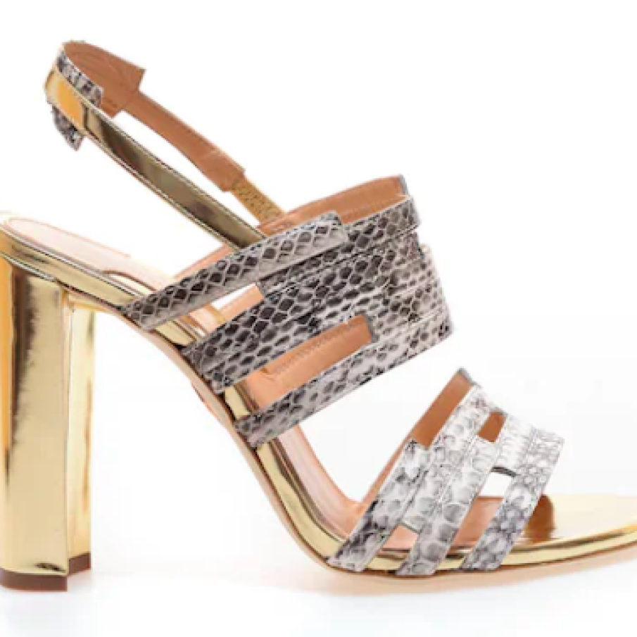 CHELSEA PARIS - sandale cu toc auriu