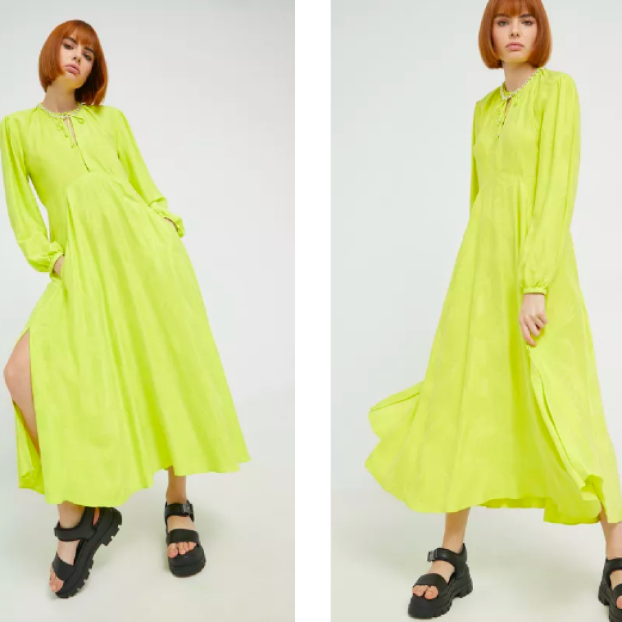 HUGO rochie culoarea galben