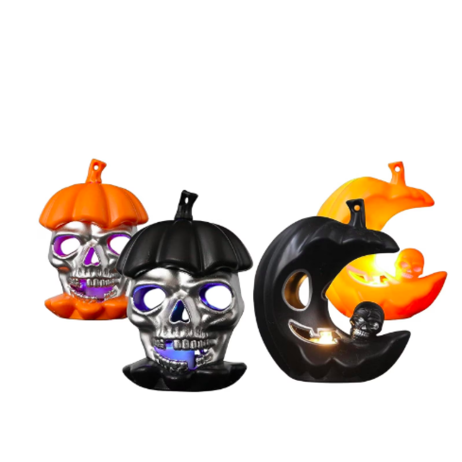 Set 4 decorațiuni Halloween, Cu lumini, Multicolor