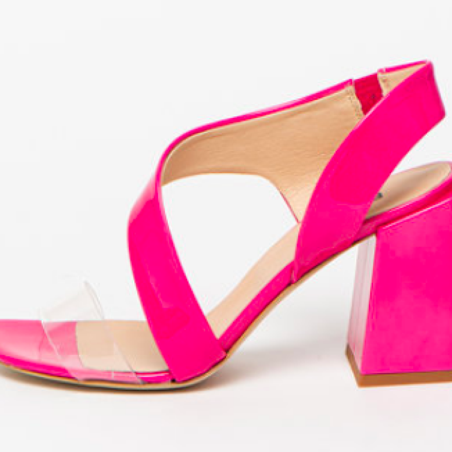 Sandale roz fuxia din piele naturală, cu inserții, Furla