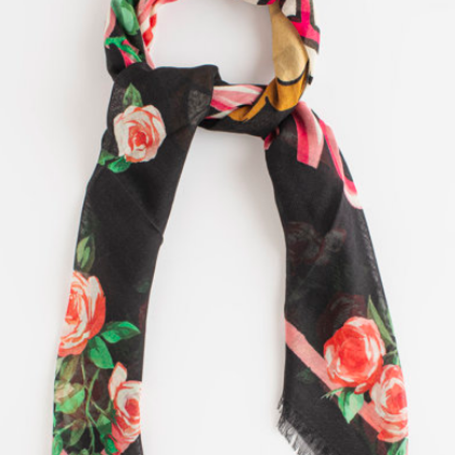 Moschino Eșarfă din lână și mătase cu imprimeu logo