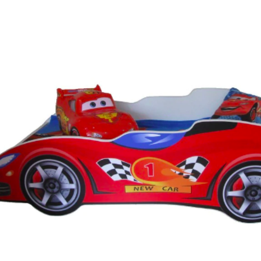 Pat pentru copii, Model mașină curse, MDF laminat 140X70cm, Multicolor