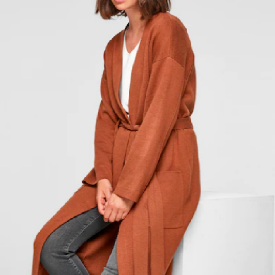 s.Oliver Cardigan lung din amestec de modal cu cordon detașabil în talie