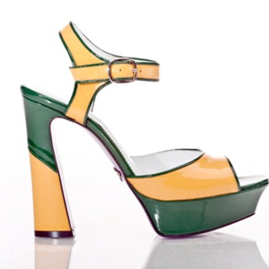 Sandale 60's galben si verde