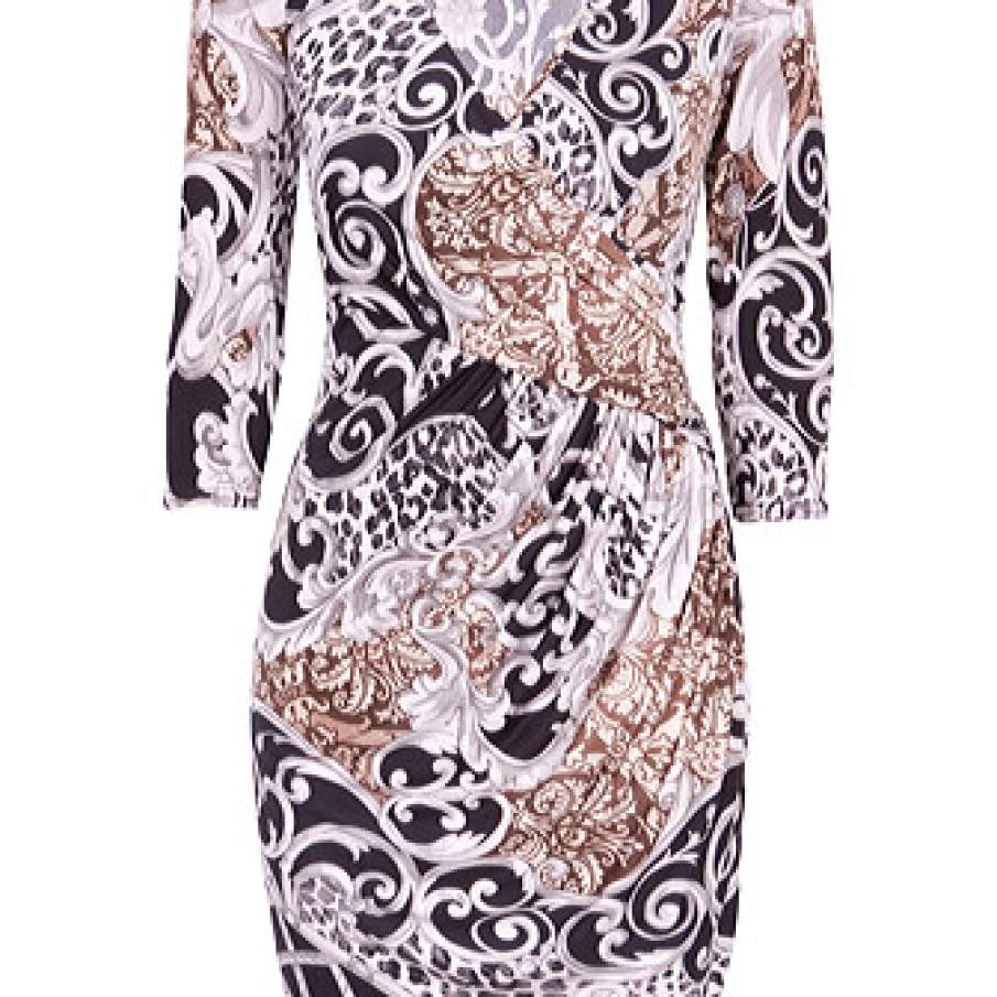 Rochie gri cu maro model