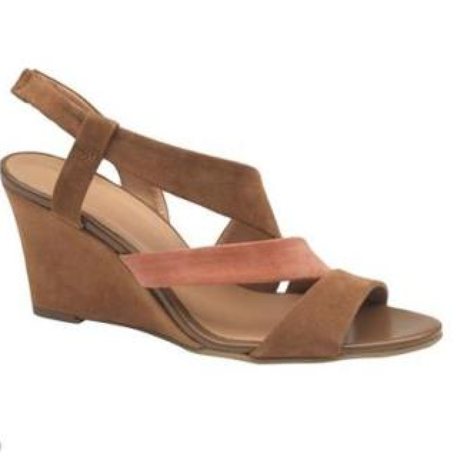 Sandale comode din piele intoarsa in doua nuante