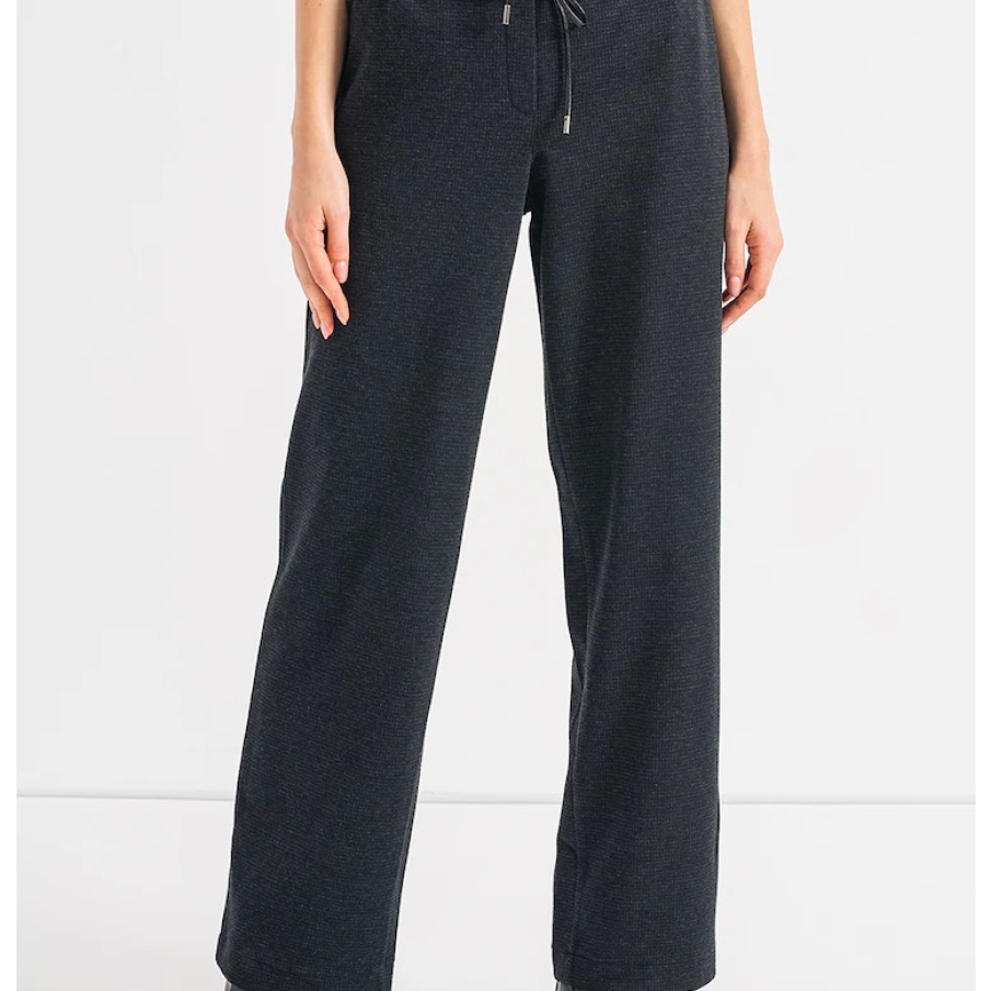 Pantaloni jogger drepți by Esprit, cu carouri minuscule în nuanță de gri antracit 