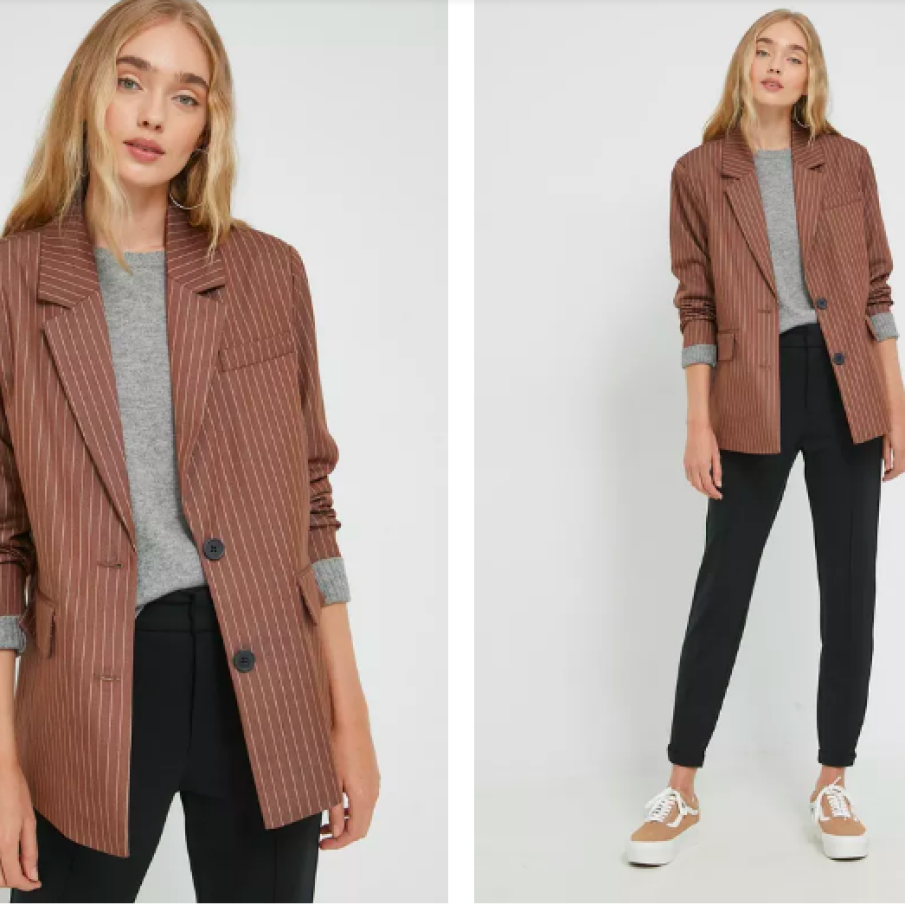 Noisy May sacou Laura culoarea maro, un singur rând de nasturi, modelator